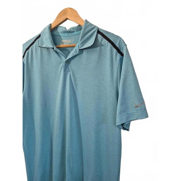 Nike Dri-Fit Golf Tour Performance Mens Polo Shirt Color Aqua Blue Short Sleeve - Picture 2 of 5